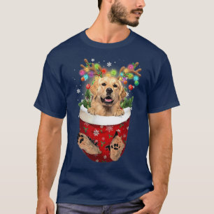 Golden Retriever Reindeer Christmas Pocket Snow Po T-Shirt