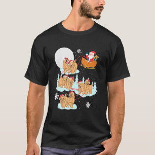 Golden Retriever Reindeer Santa Sleigh Christmas D T-Shirt