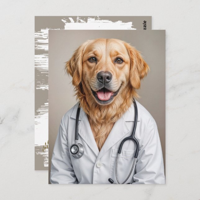 Golden Retriever Reminder from Veterinarian Office Postcard (Front/Back)