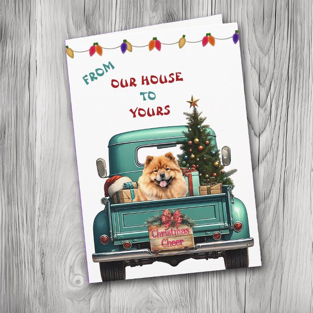 Golden Retriever Retro Farm Truck Christmas Card (Creator Uploaded)