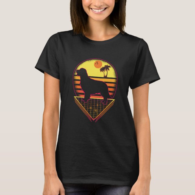 Golden Retriever Retro Sunset Vintage  Dog T-Shirt (Front)