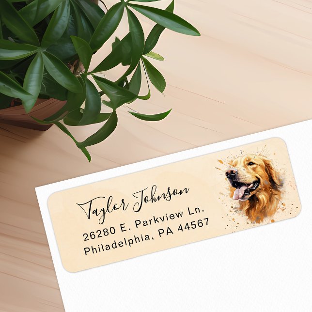 Golden Retriever Return Address Label (Creator Uploaded)