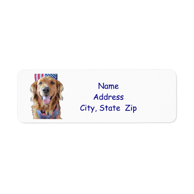 Golden Retriever Return Address Label,  July 4th (Front)
