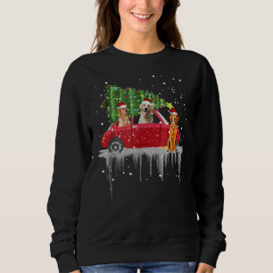 Golden Retriever Riding Red Truck Xmas Merry Chris Sweatshirt