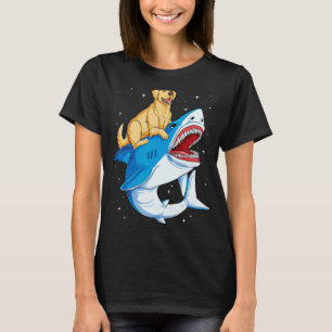 Golden Retriever Riding Shark Jawsome Dog Lover Ga T-Shirt