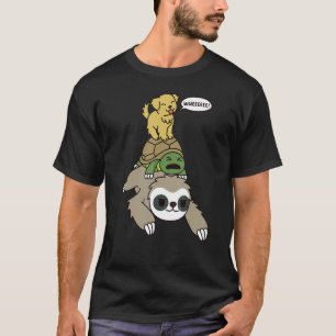 Golden Retriever Riding Sloth Tortoise Dog T-Shirt