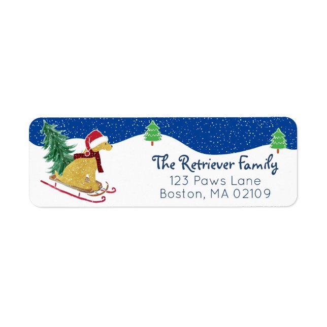 Golden Retriever Riding Xmas Tree Sled Return (Front)