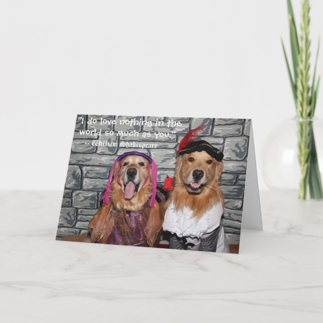 Golden Retriever Romeo and Juliet Anniversary Card (Front)