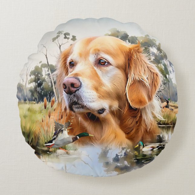 Golden Retriever Round Cushion (Front)