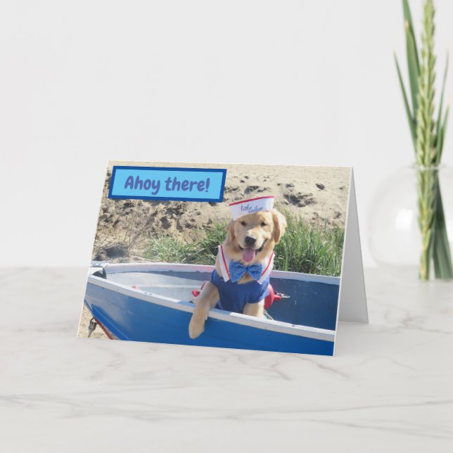 Golden Retriever Sailor Birthday  Card (Front)