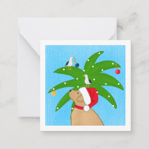 Golden Retriever Santa and Helpers Tree Trimming Card