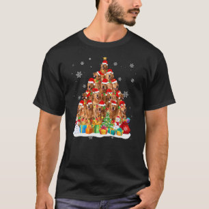 Golden Retriever Santa Christmas Tree Lights Dog X T-Shirt