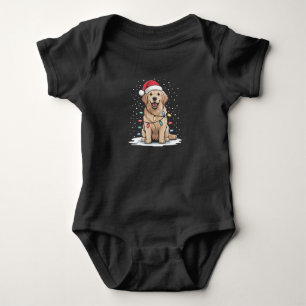 Golden Retriever Santa Christmas Tree Lights Xmas Baby Bodysuit