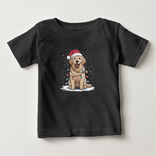 Golden Retriever Santa Christmas Tree Lights Xmas Baby T-Shirt