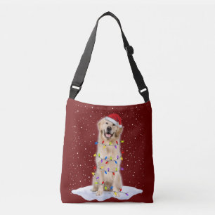 Golden retriever Santa Christmas Tree Lights Xmas Crossbody Bag
