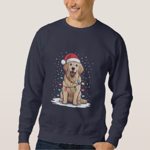 Golden Retriever Santa Christmas Tree Lights Xmas Sweatshirt