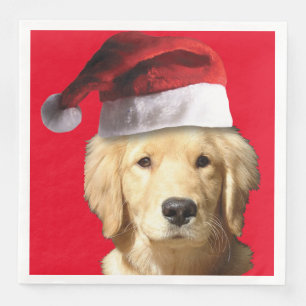 Golden Retriever Santa Claus Napkin