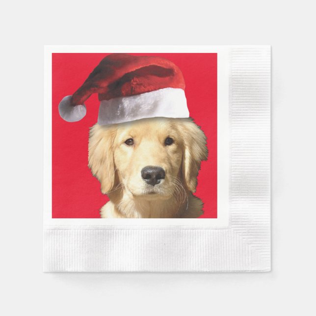Golden Retriever Santa Claus Napkin (Front)