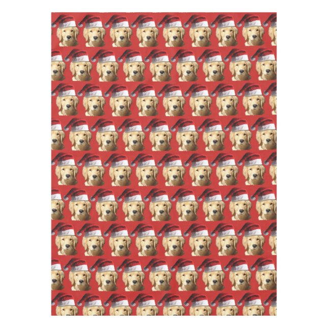 Golden Retriever Santa Claus Tablecloth (Front)