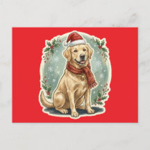 Golden Retriever Santa Hat Christmas Card