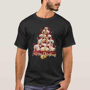 Golden Retriever Santa Hat Dogs Red Buffalo Plaid T-Shirt