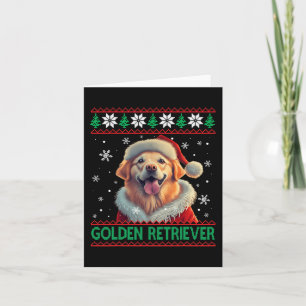 Golden Retriever Santa Hat Ugly Christmas Card
