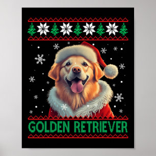 Golden Retriever Santa Hat Ugly Christmas  Poster