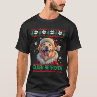 Golden Retriever Santa Hat Ugly Christmas T-Shirt