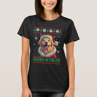 Golden Retriever Santa Hat Ugly Christmas  T-Shirt