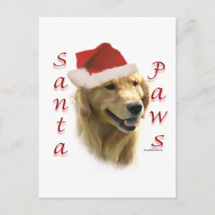 Golden Retriever Santa Paws Holiday Postcard