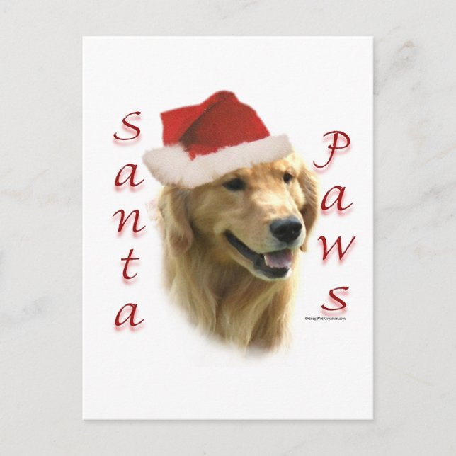 Golden Retriever Santa Paws Holiday Postcard (Front)