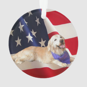 Golden Retriever Sassy American Flag Ornament