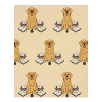 Golden Retriever Scholar Books Cute Yellow Design