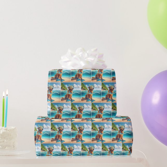 Golden Retriever Scuba Diver Wrapping Paper (Party Gifts)