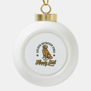 Golden Retriever Shirt Vintage Engraving Dog Lover Ceramic Ball Christmas Ornament