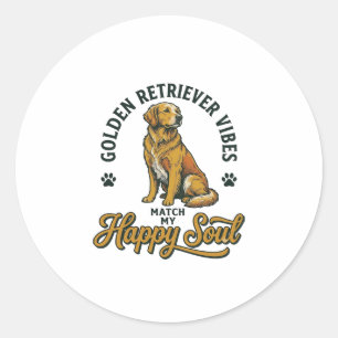 Golden Retriever Shirt Vintage Engraving Dog Lover Classic Round Sticker