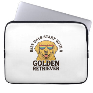 Golden Retriever Shirt with Retro Sunglasses Dog A Laptop Sleeve