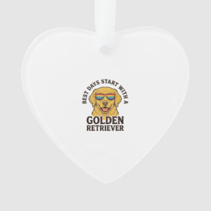 Golden Retriever Shirt with Retro Sunglasses Dog A Ornament