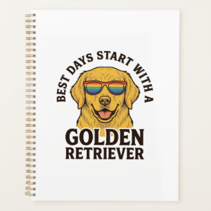 Golden Retriever Shirt with Retro Sunglasses Dog A Planner