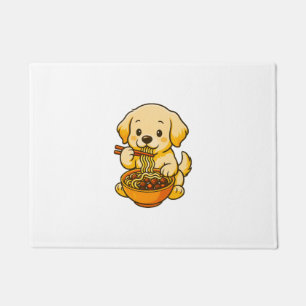 Golden Retriever Showing Off Chopstick Skills Doormat