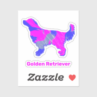 Golden Retriever Silhouette Pink & Blue Sticker