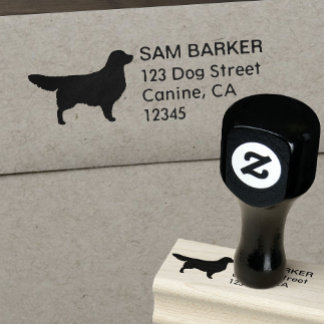 Golden Retriever Silhouette Return Address Rubber Stamp