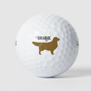 Golden Retriever Silhouette with Custom Name Golf Balls