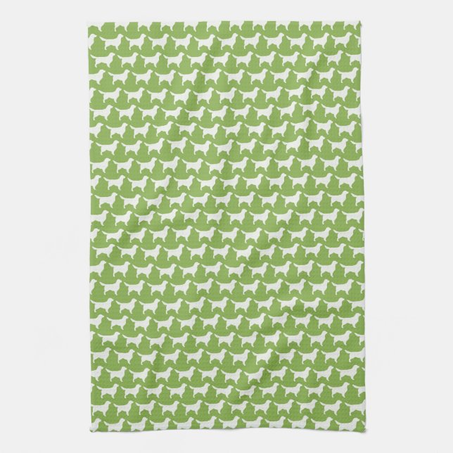 Golden Retriever Silhouettes Pattern Tea Towel (Vertical)