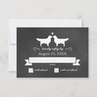 Golden Retriever Silhouettes Wedding RSVP Reply Card