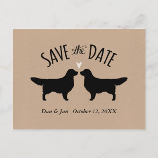 Golden Retriever Silhouettes Wedding Save the Date Announcement Postcard