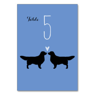 Golden Retriever Silhouettes Wedding Table Number