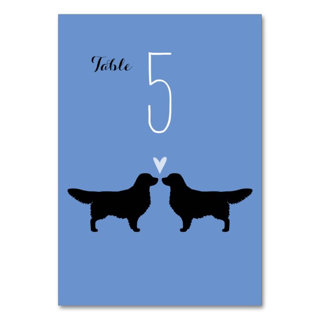 Golden Retriever Silhouettes Wedding Table Number (Front)