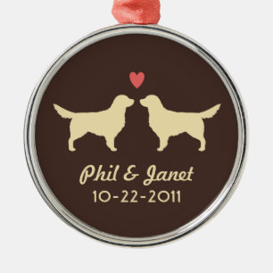 Golden Retriever Silhouettes with Heart and Text Metal Tree Decoration