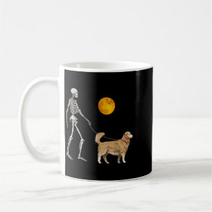 Golden Retriever Skeleton Dog Walking Halloween Coffee Mug